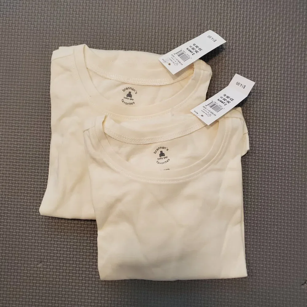 Baby Gap Girls Long Sleeve Ivory Shirts. 2‎ pack. NWT.